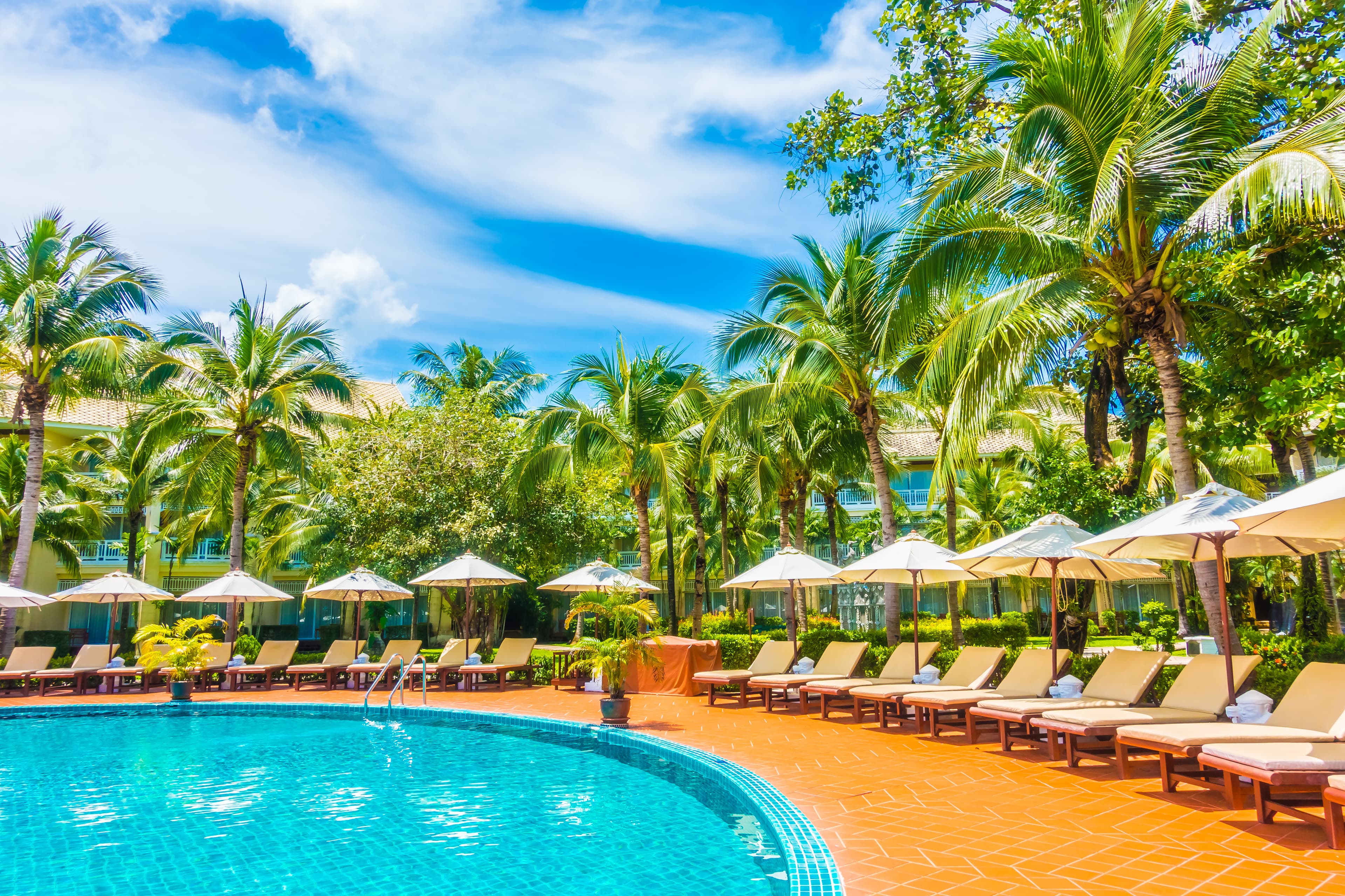Relaxing pool area at a premium stay